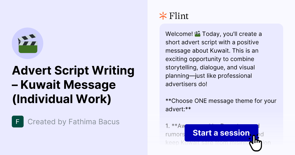 Advert Script Writing – Kuwait Message (Individual Work) | Flint