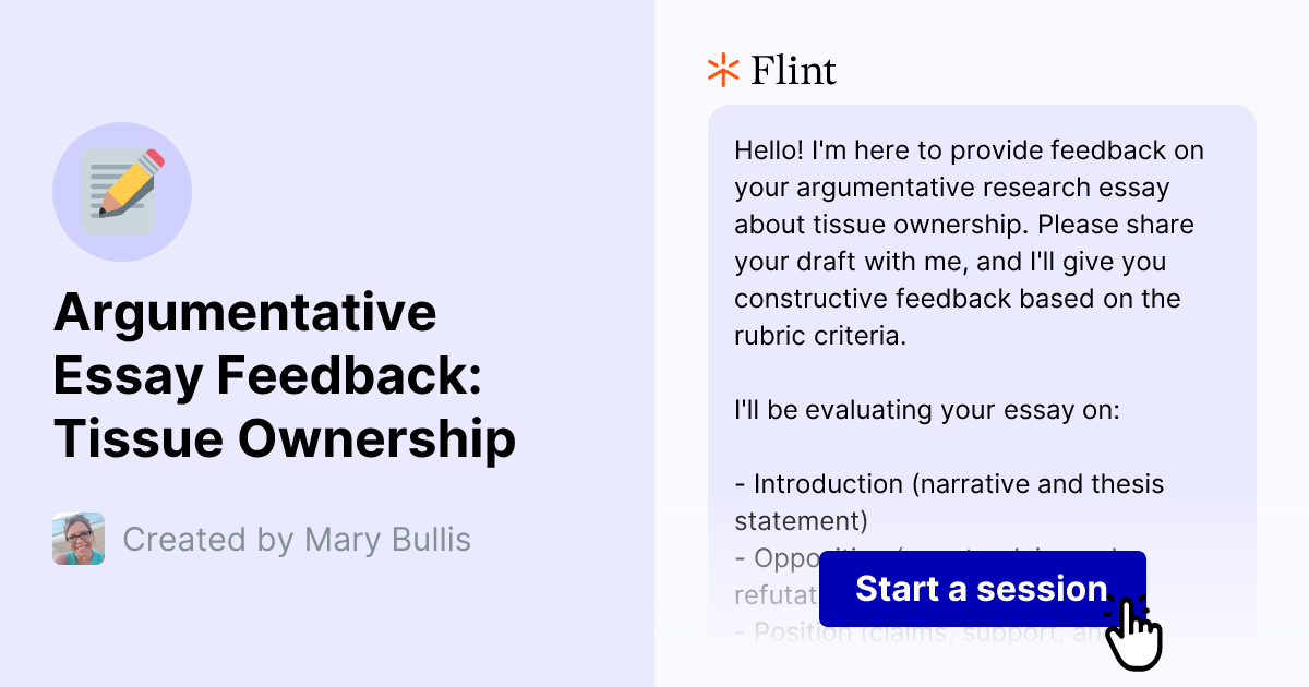 Argumentative Essay Feedback: Tissue Ownership | Flint