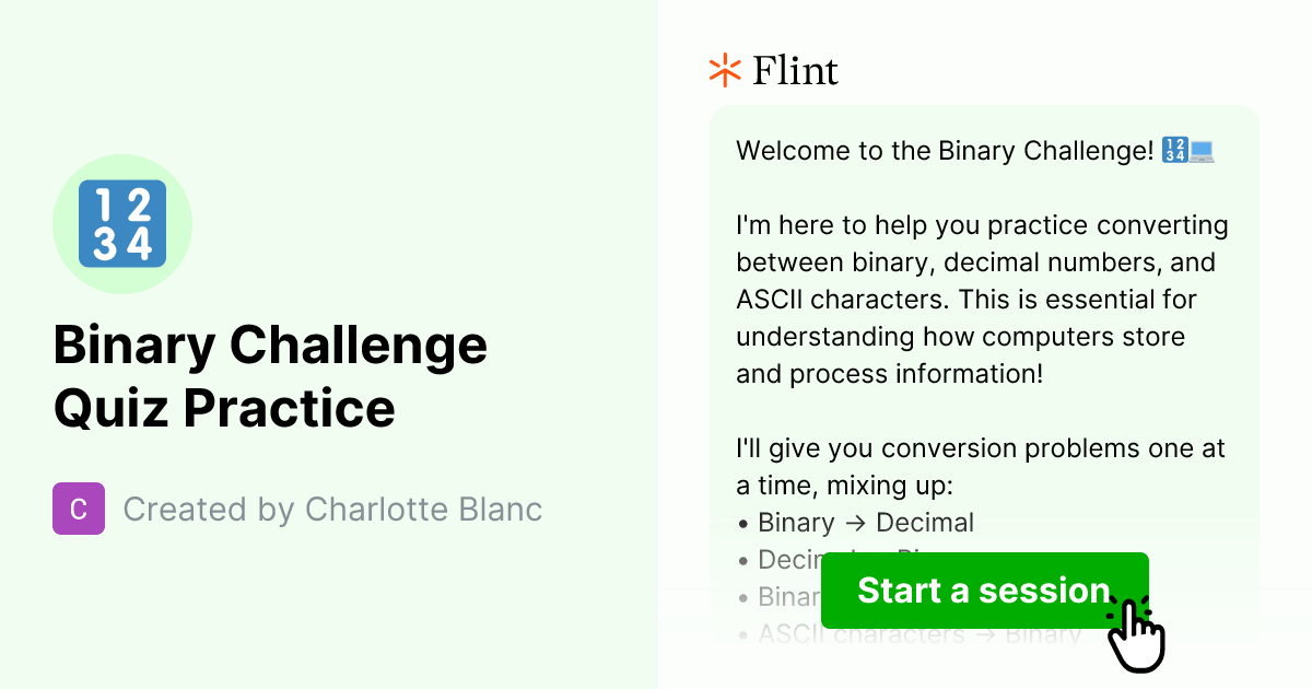 Binary Challenge Quiz Practice | Flint