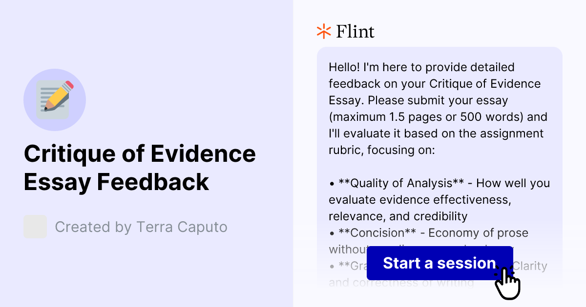 Critique of Evidence Essay Feedback | Flint