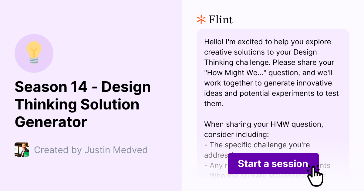Season 14 - Design Thinking Solution Generator | Flint