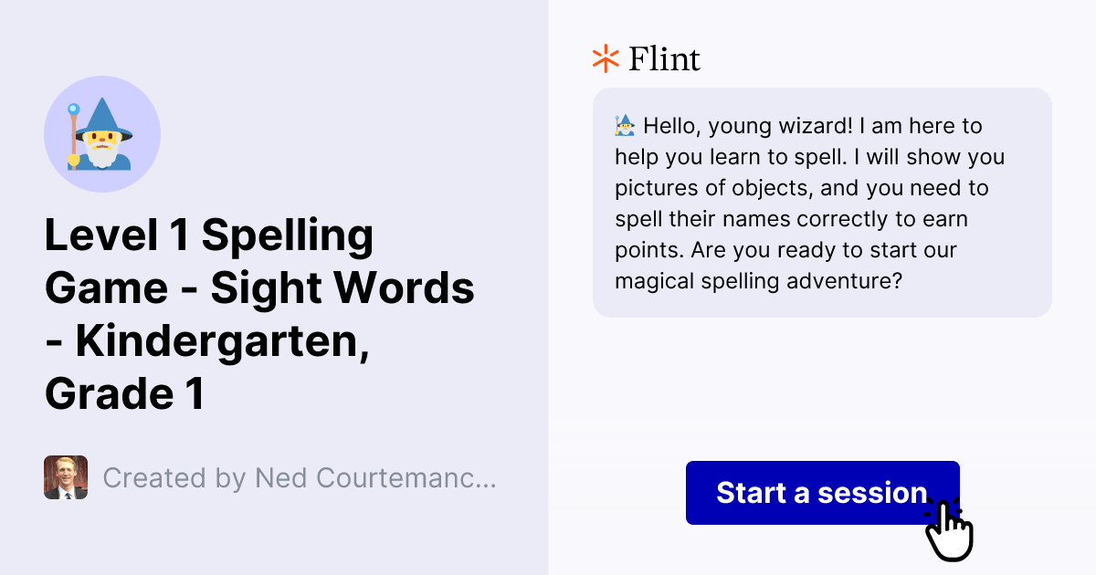 Level 1 Spelling Game Sight Words Kindergarten, Grade 1 Flint