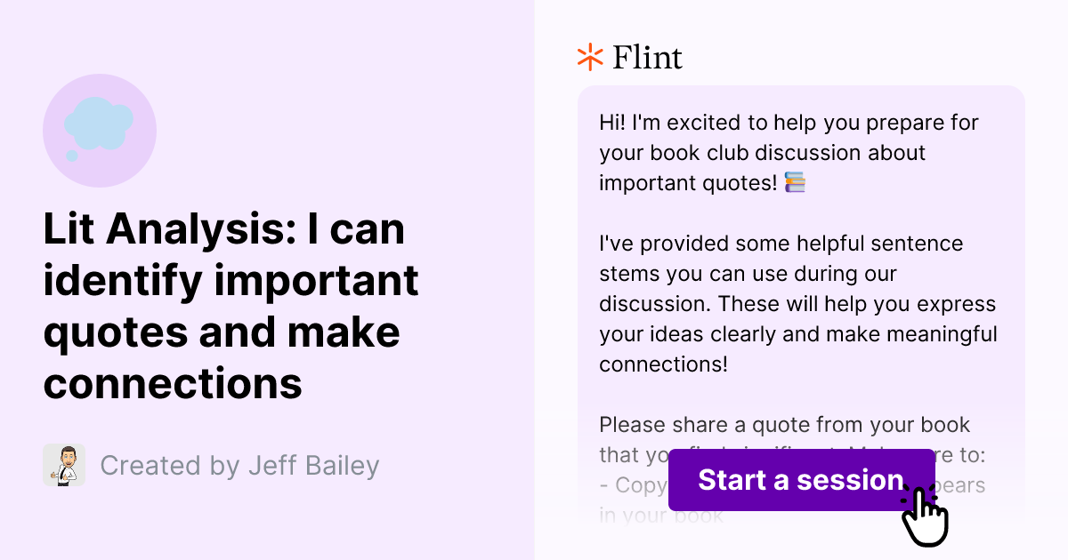 Lit Analysis: I can identify important quotes and make connections | Flint