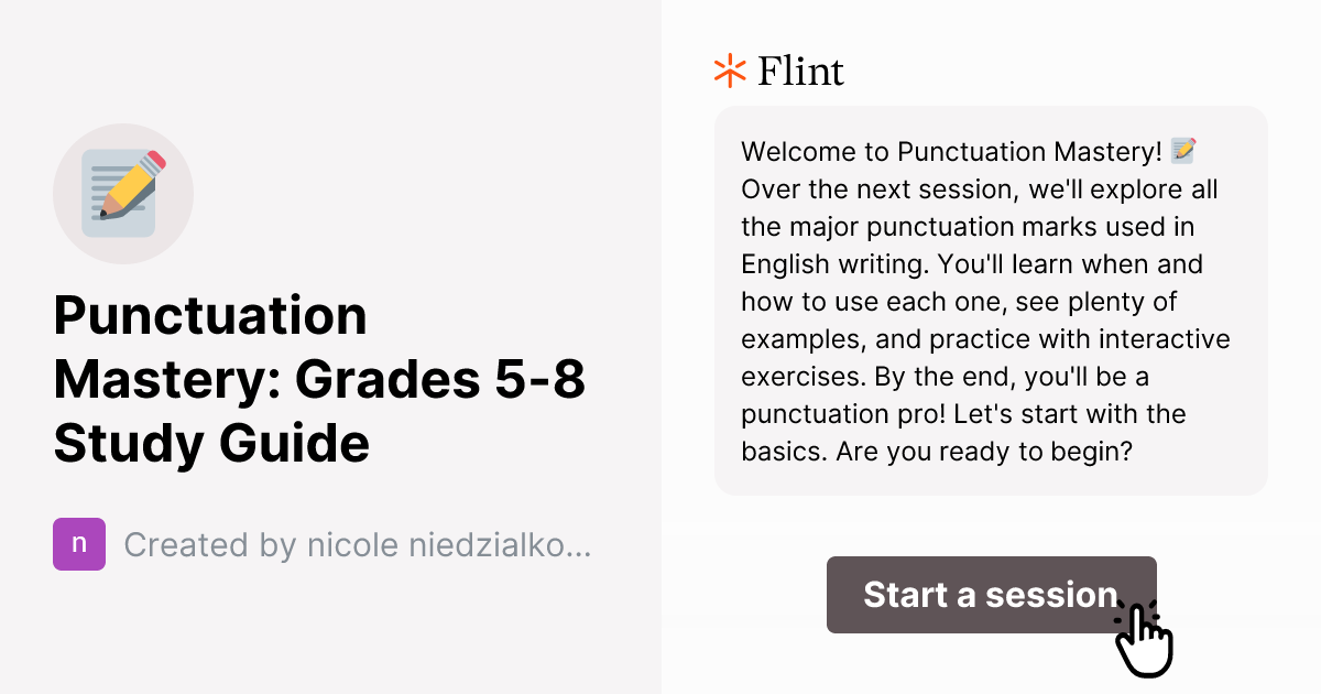 Punctuation Mastery: Grades 5-8 Study Guide | Flint