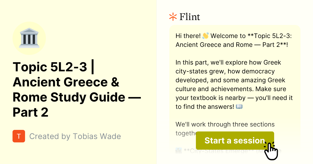 Topic 5L2-3 | Ancient Greece & Rome Study Guide — Part 2 | Flint